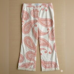 ✨Trina Turk Paisley Fringe Hem and White and Orange Crop Leg Pants Sz 10 ✨